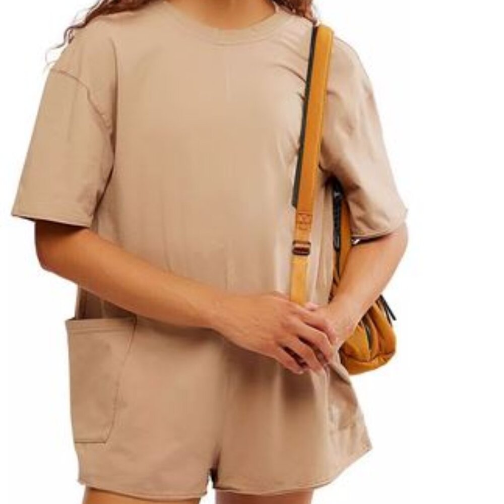 Free People FP Movement Women's Hot Shot Tee Romper--NWT-Size L Beach Friendly